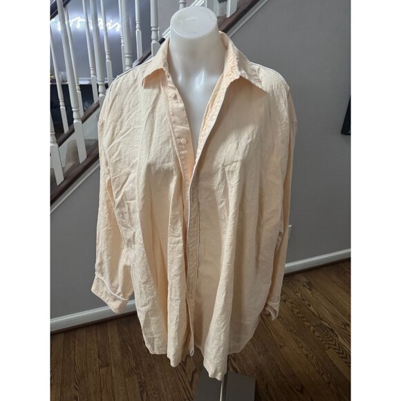 Zulu & Zephyr Shea Embroidered Hemp Blend Oversized Button Down Shirt Size Large - Picture 3 of 5